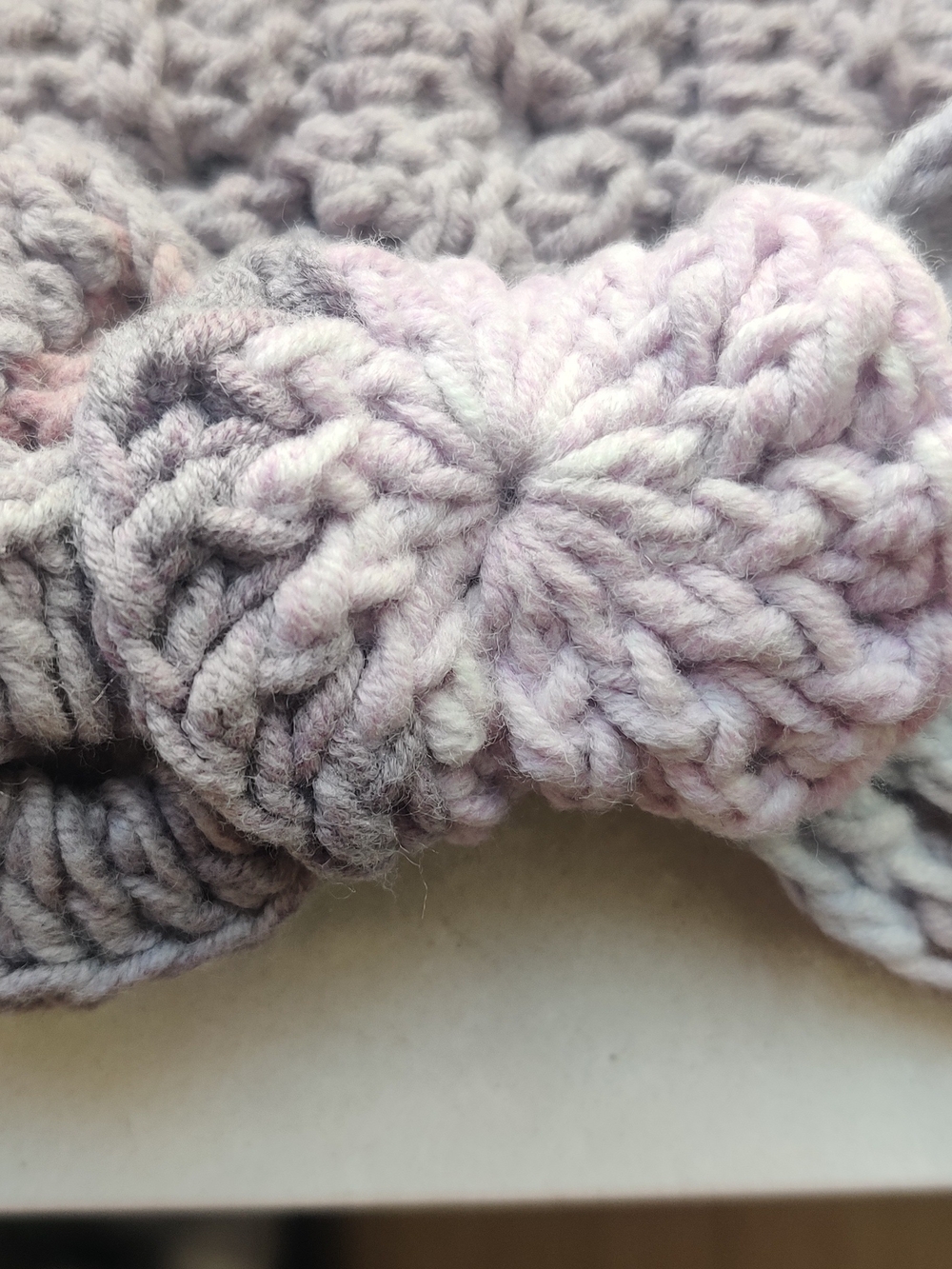 Hand-Crocheted Cotton Ear Warmer – Braided Texture – Lavender - Picture 4 of 5